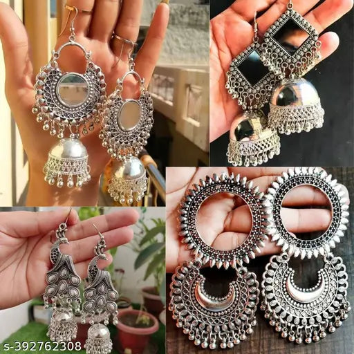 Combo earrings Trendy Oxidised Kashmiri Afgani Style Earrings for Women
