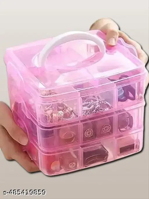 3 Layer 18 Grids Storage Plastic Boxes Medicine Jewelry Bead Storage Box Container Organizer Case Craft Boxes Random Color (Square, White)